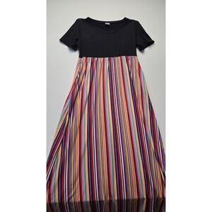 Zig Zag Stripped Long Dress Top Multi Color Stripes Skirt Sze XL